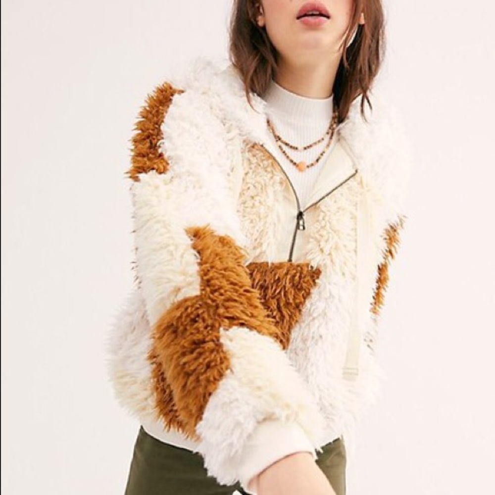 Free People faux fur hoodie